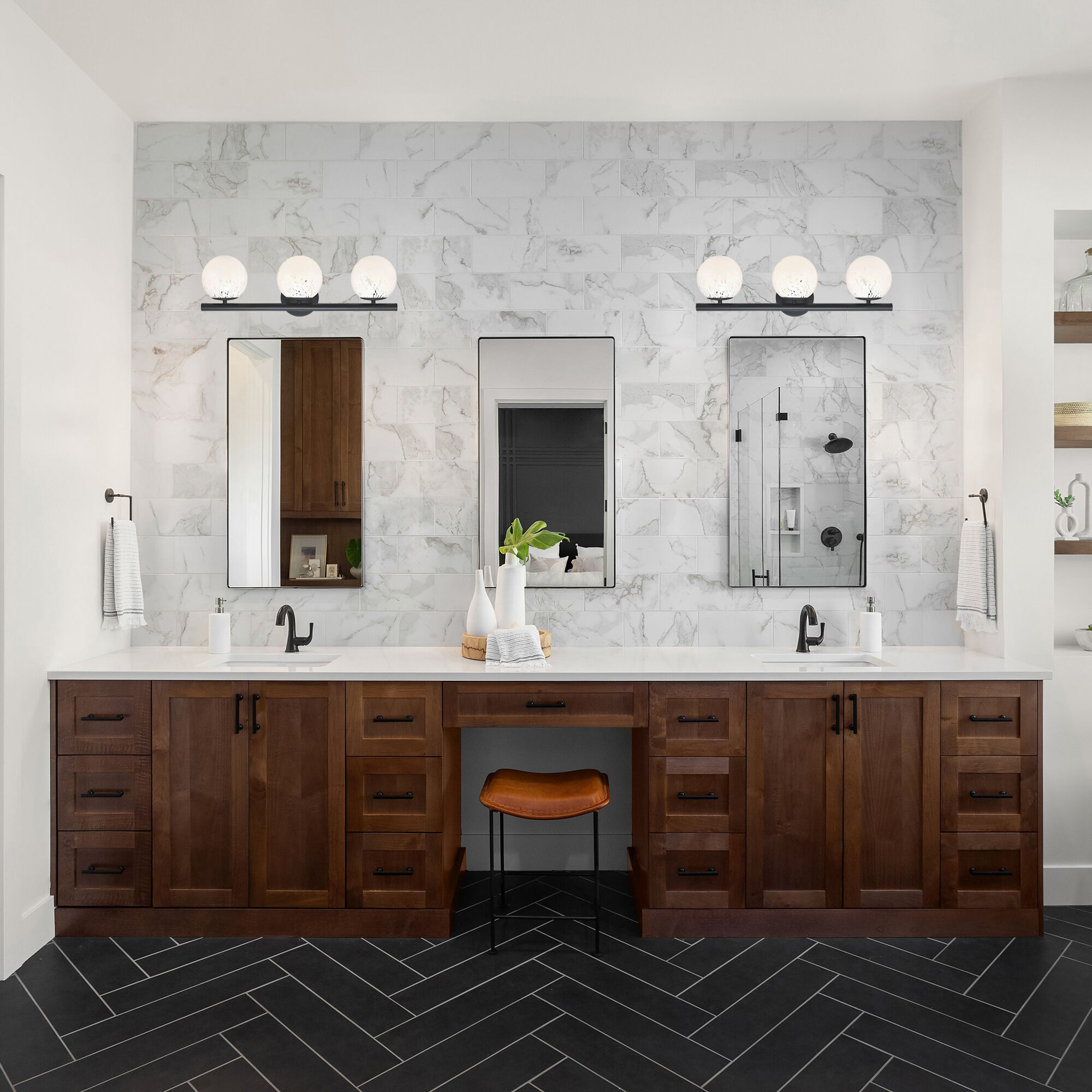 Crown Heights 3 Light 25 inch Matte Black Vanity Light Wall Light in White